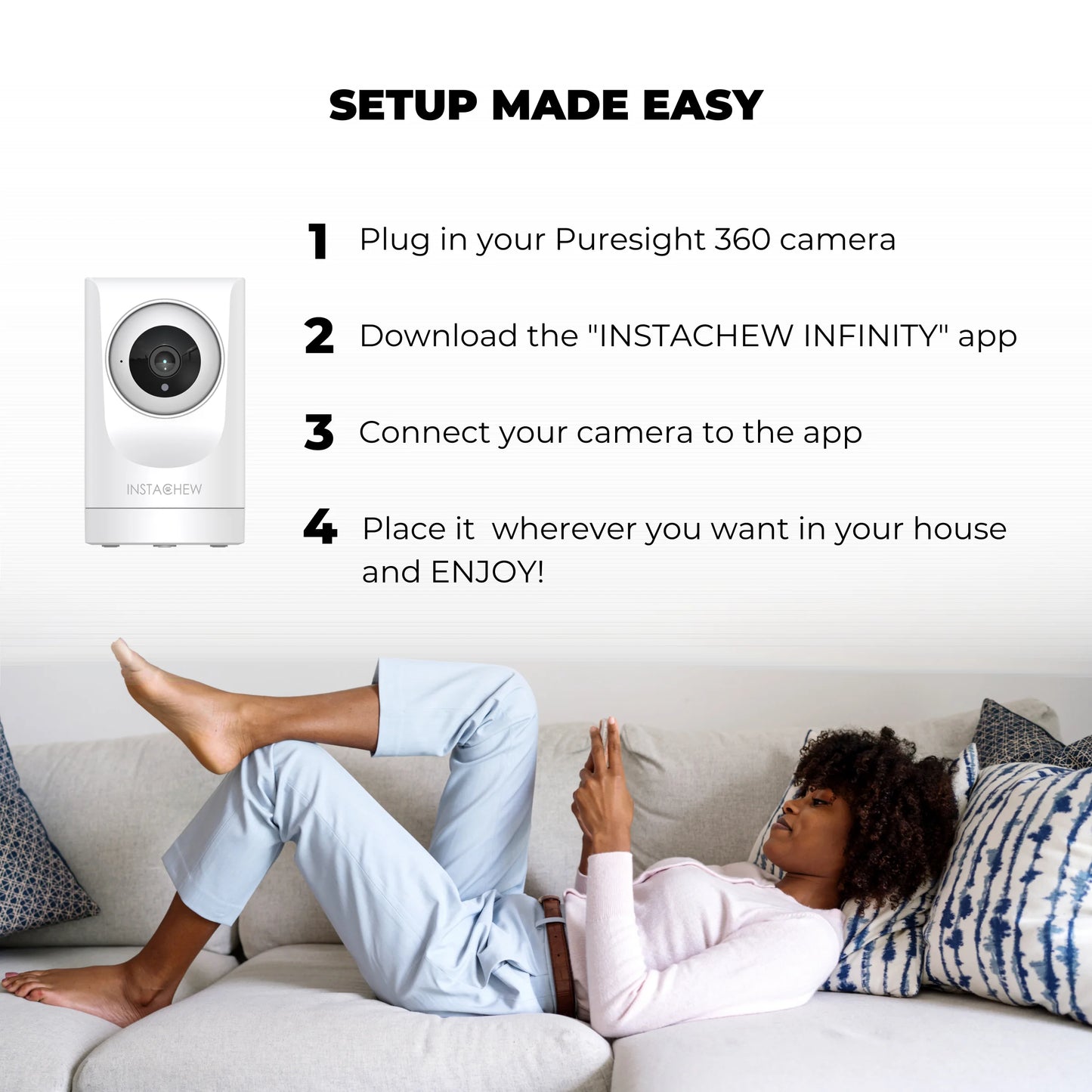(2 Pack) Purrsight 360° Smart Wireless Pet 1080P HD Video Camera 2-Way Audio Mobile App Indoor Security