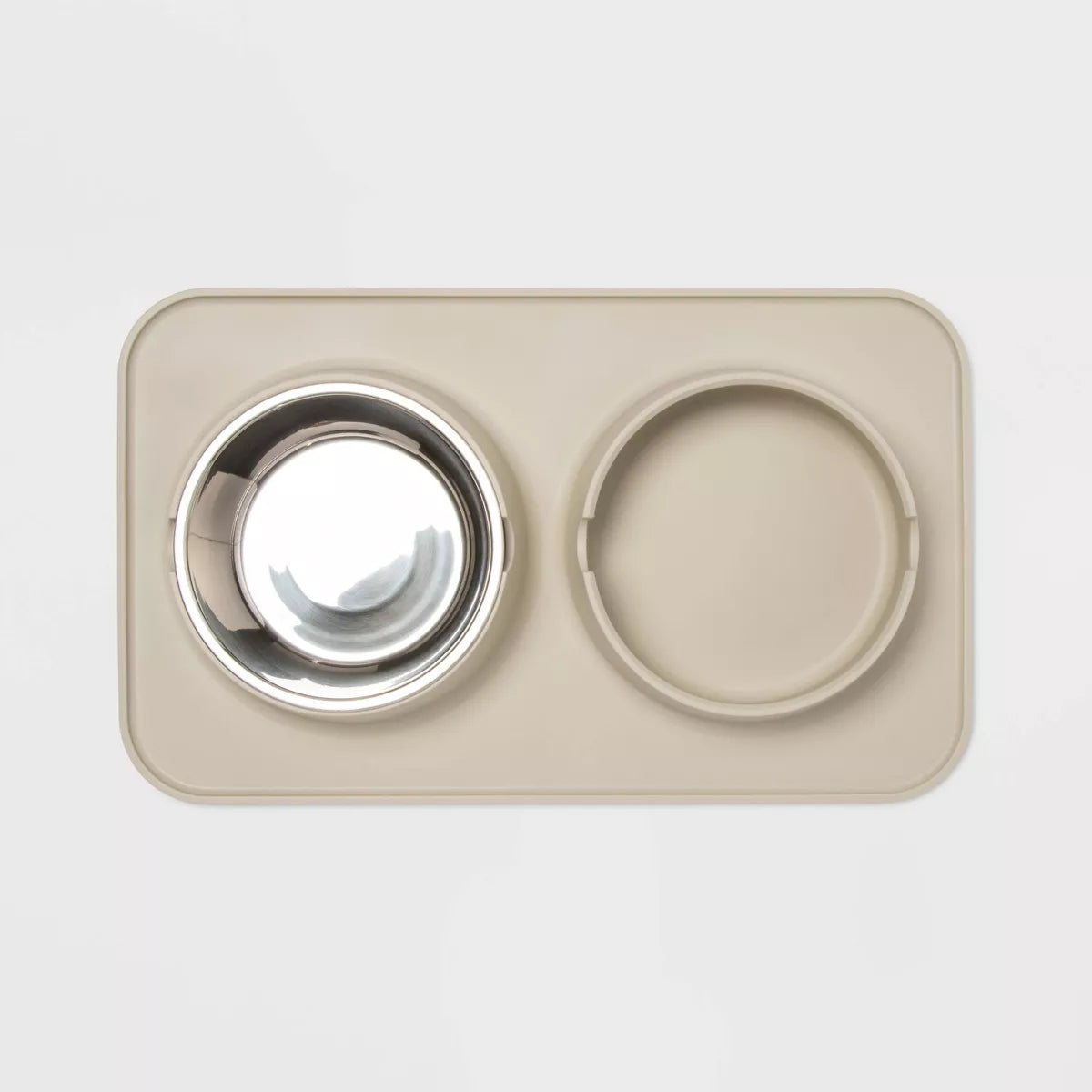 Silicone Pet Mat + Stainless Steel Double Diner - 3.5 Cups - Boots & Barkley™