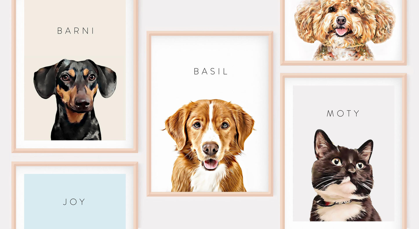 Custom Pet Portraits, Watercolour Pet Painting, Digital Painted from Photo, Pet Memorial Gif, Pet Gifts