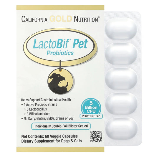Lactobif® Pet Probiotics, 5 Billion CFU, 60 Veggie Capsules